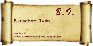 Butscher Iván névjegykártya